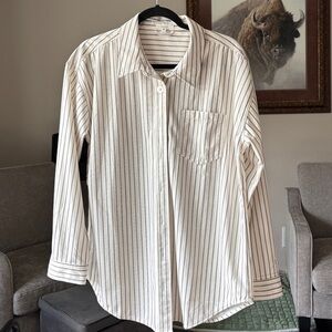 17-1. Maurices Black and Cream Striped button down top